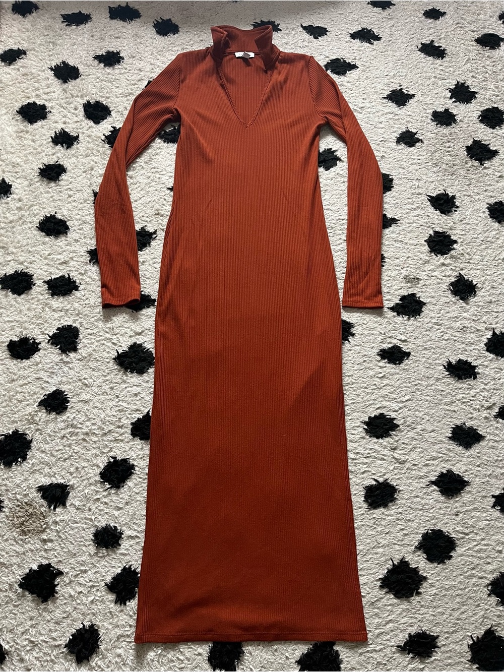 Topshop size 6 Tall rust organge Ribbed Maxi Dres